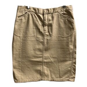 Ralph Lauren Sport, Front Zipper Closure Beige, 100% Cotton Midi Skirt Size 8
